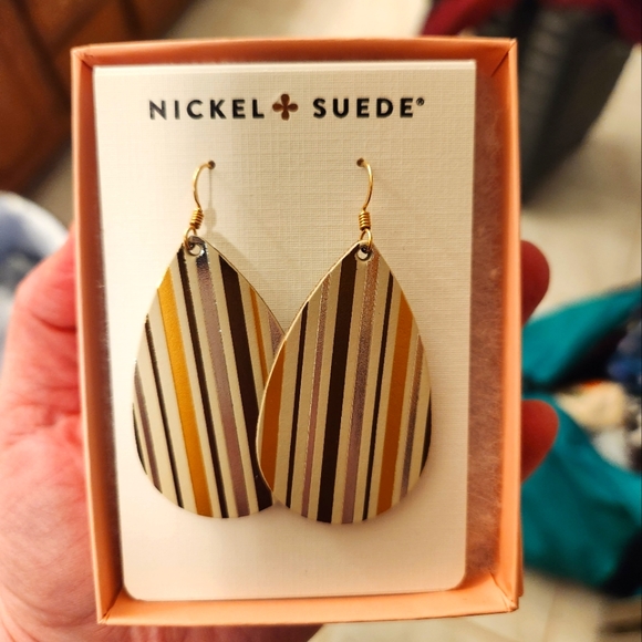 Nickel and suede cocktail hour teardrops - Picture 1 of 1